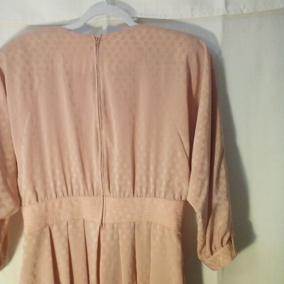 Joan Sparks For Daniel Barrett Vintage Dress Women 14 Long Sleeve Satin Pink - Picture 12 of 15